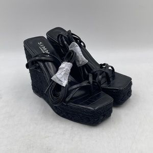 SIMMI LONDON Espadrille Wedge Black Sandal